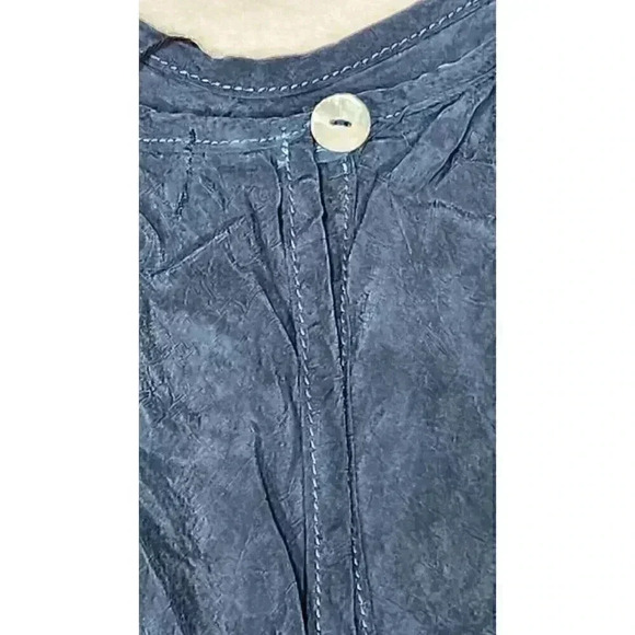 Hodges Collection Women's Navy White Dip Dress L Tie Dye Made in LA D242 NWT - Picture 8 of 15